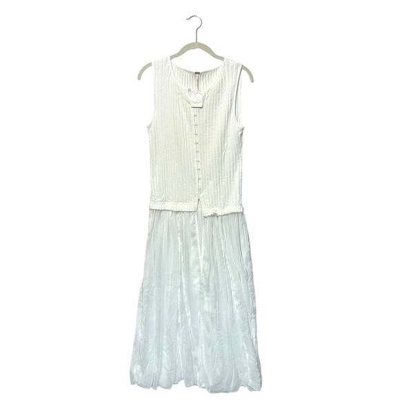 Free People Twice As Nice Maxi Top NWT Women's Sz L Ivory Boho Festival Grunge - Picture 2 of 9